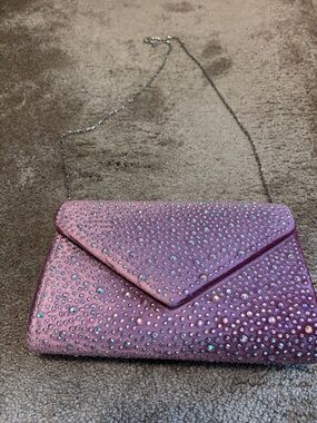 Sparkling Rhinestones on Pinkish plum Velvet background Elegant Clutch